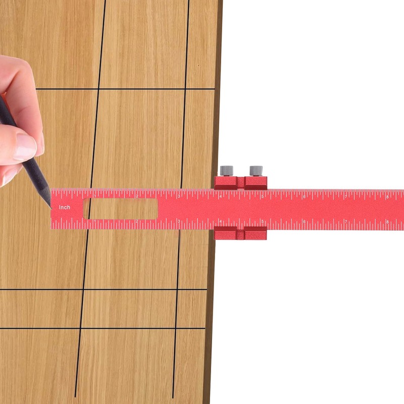 8in Woodworking Marking Ruler Multifunctional Aluminum Alloy Portable Woodworking Scribing