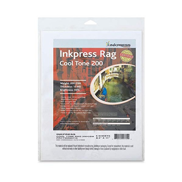 Inkpress Rag Warm Tone 200 Double Sided, Cream White Matte