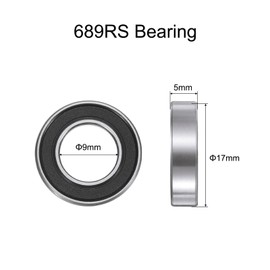 sourcing map 10pcs 689-2RS Bearing 9x17x5mm, Chrome Steel Double Rubber Seals Miniature Bearing, Lubricated Deep Groove Ball Bearings, P6 (ABEC 3)