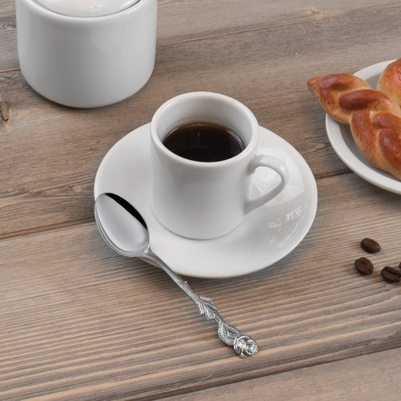 Fino Demi Spoon, Stainless Steel, Rose Design, For Everyday Coffee,