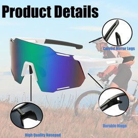 YQBFTC Sports Sunglasses Men and Women, Bicycle Glasses, Quick Glasses, Sunglasses, Cycling Glasses, Windproof UV400 Protective Glasses for Such as Cycling, Running, Climbing, Ski(B)