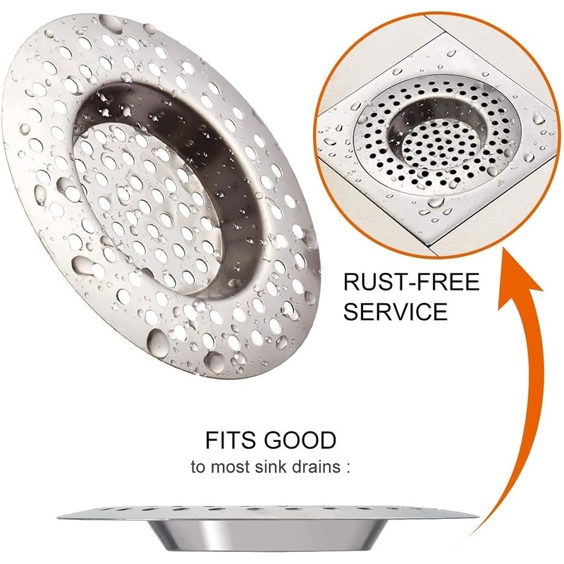 Stainless Steel 2Pcs Kitchen Sink Strainer Plug Standard Dual Function