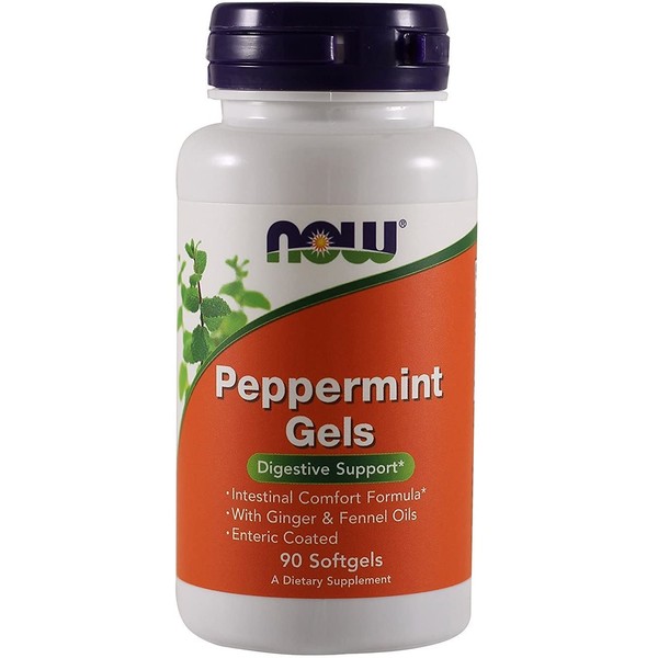 Now Foods Peppermint Gels with Ginger & Fennel Oils, 90 Softgels (Pack of 2)