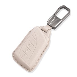 PIMOHI Compatible with Lexus Key Case Genuine Leather NX/RX/UX/LBX Exclusive Design Smart Key Case Key Cover Luxury Design Simple Metallic Key Holder Stylish, cream