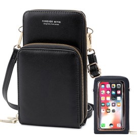 Petit-Germe 01, Women's Small Gel Smartphone Shoulder Bag, 2-Way, Compatible with Operation with 6.5-Inch Capacity, Card Storage, Inner Zipper, 2 Types of Straps, Bag Attachment (Black