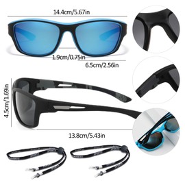 2Pcs Sports Sunglasses,Polarized Sunglasses Mens Wrap Around Designwith UV400 Protection Stay Stylish and Protected for Fishing and Driving