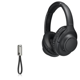 BoxWave Cable Compatible with Audio-Technica ATH-S300BT - USB Type-C Keychain Charger, Key Ring USB Type-C to Type-A 8 in USB Cable - Jet Black