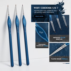 Miniature Brushes, 6 Pieces Fine Detail Paint Brushes Set, Mini Small Painting Brushes for Art, Crafts, Acrylic, Watercolour, Oil, Model, Face, Warhammer 40k & Painting by Numbers, Citadel,