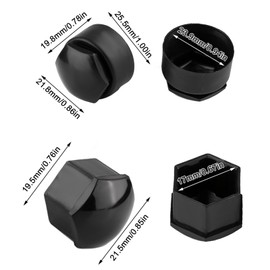 Haosie 20PCS 17mm Wheel Nut Covers, Wheel Nut Caps, Universal Wheel Covers, with Removal Tool, for Cars Vehicle (Black)