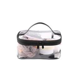 Clear Cosmetic Bag Makeup Bag, Waterproof Travel Toiletry Bags, Transparent PVC Pouch Organizer,Clear Cosmetic Bags (Black, Large)