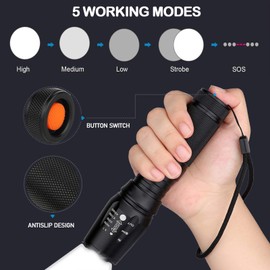 PUNLIM LED Torch Flashlight Super Bright 5 Modes Waterproof Tactical Flashlight Portable Torch for Camping, Cycling, Emergency, Outdoor Sports