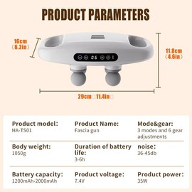 4 Massage Heads Electric Massager, 1 Box Impact Massage Gun with 3 Modes & 6 Gears, Timed Full Body Massager for Back, Legs, Neck, Hands - Color: Black, Specification: one-size