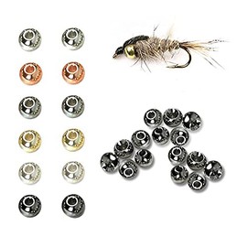 Aventik 50pc Brass Beads Tapered Hole Fly Tying Materials Lure Jig 10 colors / 5 sizes Fly Fishing (fluro black, 2.8 mm (7/64"))