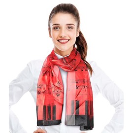 CBC Crown Women's Fashion Music Note Scarf (Various Patterns, Colors) (1071-RED/BLACK)