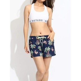 Actleis Womens Swim Shorts UPF50+ Board Shorts Quick Dry Beach Shorts Drawstring Sports Summer Bottom XL Palm Tree