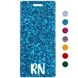 Plifal RN Badge Buddy Card Holder Nurse Nursing Accessories Registered Nurse Glitter Light Blue Vertical ID Name Identification Tags Hospital Work