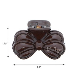 Women's Small Bow Shaped Jaw Hair Clip with Strong Springs-Dark Brown