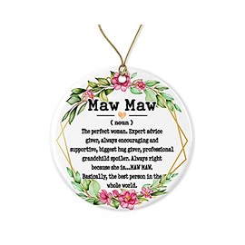 WolfeDesignPDD Maw Maw Noun Ornament - Christmas & Mother's Day Keepsake - Printed on Both Sides