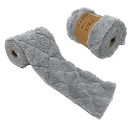 Fur Tape Quilted Pattern Diamond Padded Faux Fur Ribbon Fur for Decoration Sewing Crafts 12 x 250 cm (Light Grey)