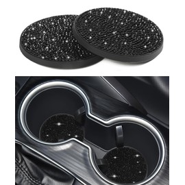 Flaconi 2PCS Car Coasters,Car Cup Holder Coaster,Car Cup Holder Insert,Car Decor,Bling Cup Coasters for Car,Car Cup Coaster,Cup Holder Coasters for Car,Bling Car Accessories,Fit for Most Cars(Black)
