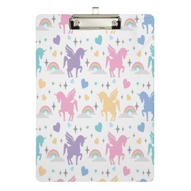 xigua Unicorn Love Hearts Clipboard Cute Design Letter Size Clipboard A4 Standard Size 9 x 12.5 Inch with Low Profile Metal Clip for Students, Classroom, Office, Women, Kids