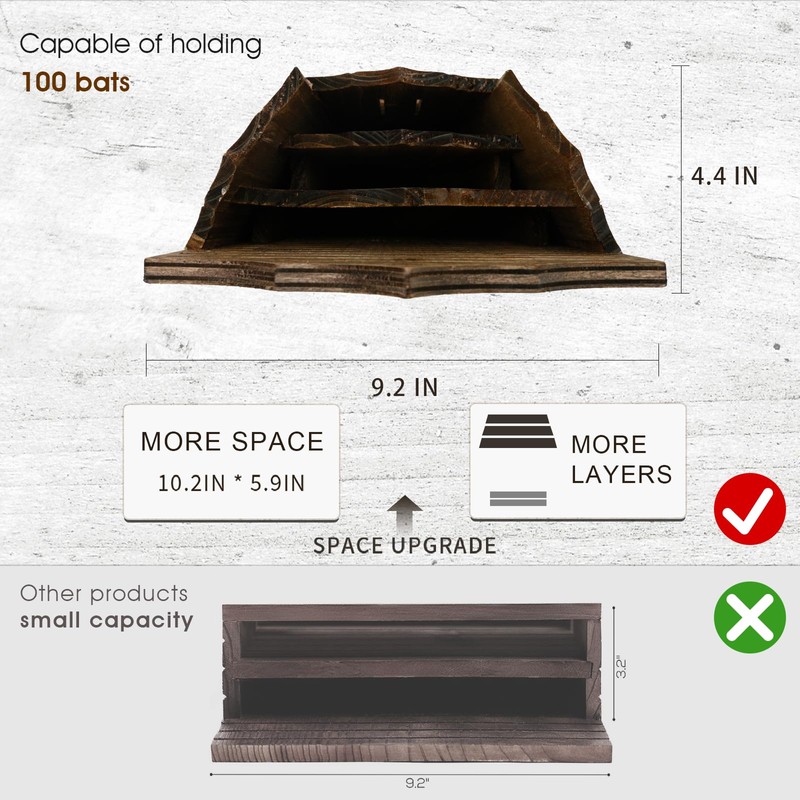VIREESR Wooden Castle Bat Houses for Outdoors, Bat Boxes for
