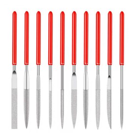 10 Pcs Mini Diamond Needle Files Set for Jewelers - Precision Mini Modelling File Set - Round, Flat & Triangular Diamond Files Tools for Metal, Resin, Plastic & Miniatures - 2 x 100mm