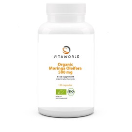 Vita World Vita world Organic Moringa Oleifera 500 mg l 120 Caspules Vegan l Pure - Without Any unwanted fillers l Made in Germany