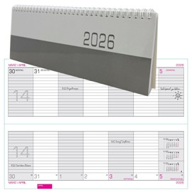 Desk Calendar 2026 Desk Landscape Calendar Desk Calendar Week to View 1 Week on 2 Pages 29 x 11 cm Unfolded Almost A4 Landscape Format