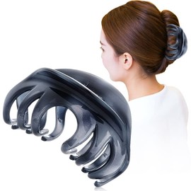 Liasun 4" Large Hair Claw Clip-Acrylic Strong Holding Power Hair Clips Hairgrip for Women and Girls Hair Barrettes for For Thick Hair(D-Gray)