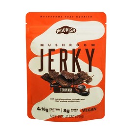 Mourish Plant-Based Vegan Jerky, High Protein Healthy Snacks Vegan Jerky, 16g Protein, 0 Trans Fat, Teriyaki (2 oz. 1 Pack)