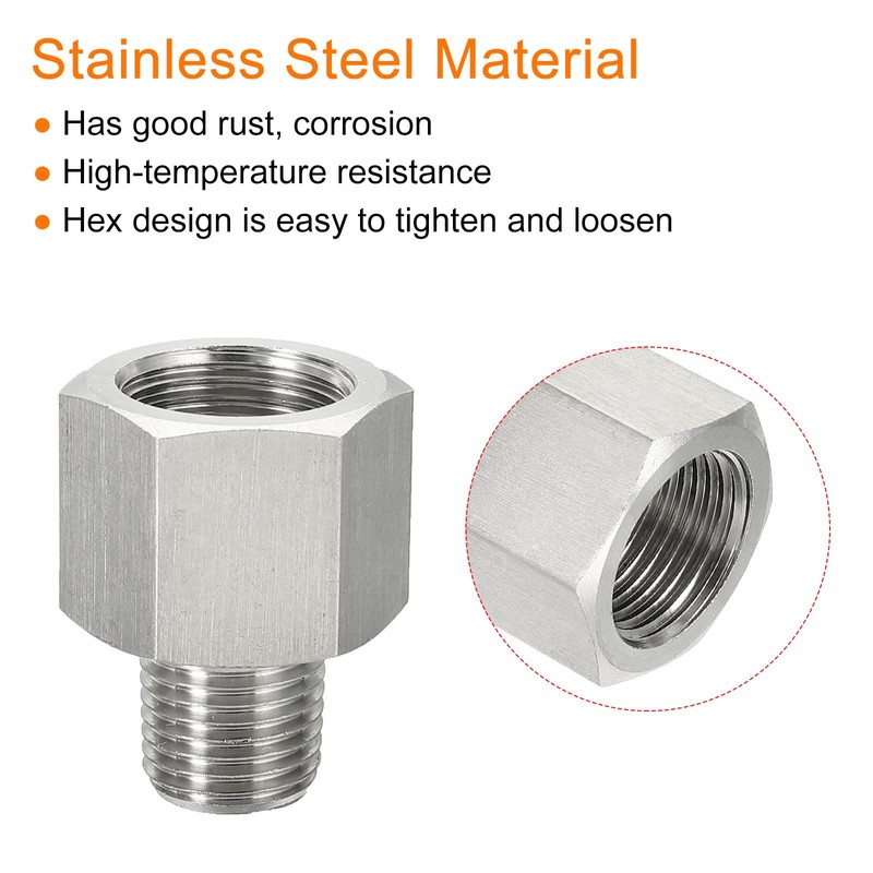 sourcing map Pipe Fitting Reducer Adapter, 1/4 PT Male to
