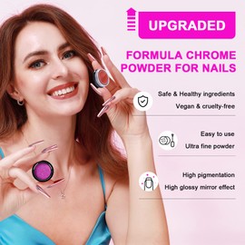 SAVILAND Chrome Nail Powder Set: 36 Colors Metallic Mirror Effect Holographic Chrome Nail Powder Iridescent Chameleon Pigment Manicure DIY Nail Art Decoration Glitter Dust with Sponge Brushes Home Use