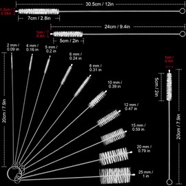 16 Pcs Reusable Straw Cleaning Brushes Bottle Test Tube Long Straw Cleaning Brush Nylon Washing Cleaner Tool Reusable Bottle Straw Brush in Different Size (White,16 Pieces)