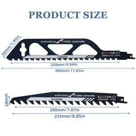 Pack of 2 Reciprocating Saw Blades Carbide Saw Blades Reciprocating Saw Aerated Concrete Reciprocating Saw Blade Stone Accessories Reciprocating Saw for Aerated Concrete Wood Brick Compatible with