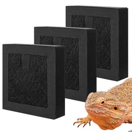 REPTI ZOO Reptile Terrarium Air Purifier Activated Carbon Replacement Filter 3 PCS, 3 Layer High Efficiency Prefilter,Only Compatible with REPTI ZOO Reptiles Air Purifier