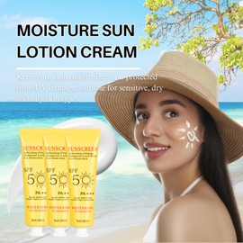 Sunscreen SPF 50 PA+++, 3PCS Travel Size Sun Cream, Waterproof Sunscreen SPF 50 Face, Ultra Light UV Protetion Suncream, High Protection Sun cream, Moisturizing & Refreshing, Resist UVB & UVA