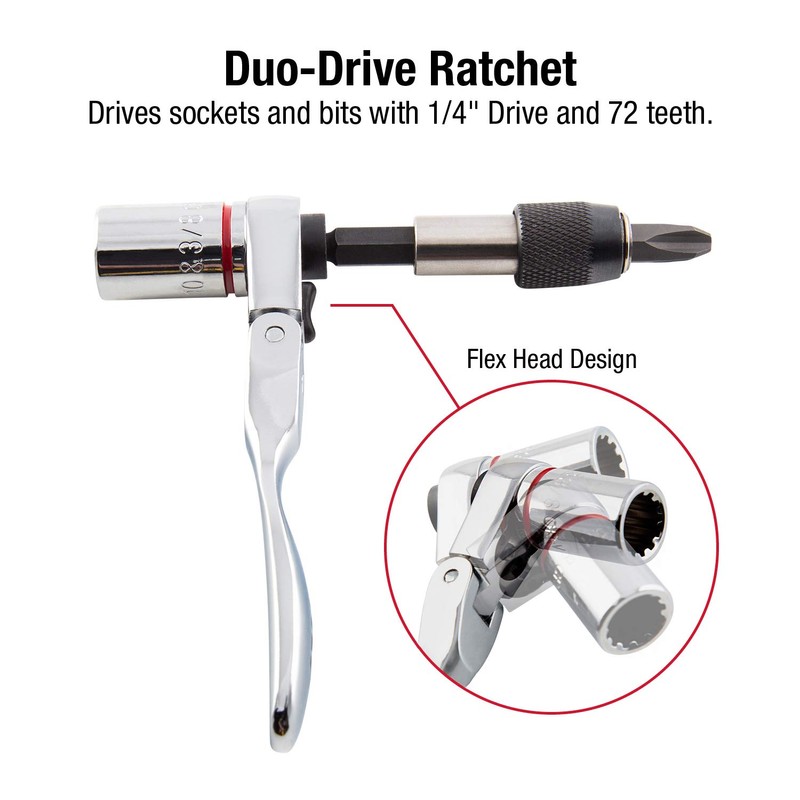 SUNEX TOOLS 9732 44Pc 1/4" Dr Mini Dual Flex Head