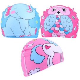 PartyKindom 3 Piezas Gorro de Baño Infantil de Tela Gorro de Natación para Niños Nadar Bebé Piscina Sirena Antideslizante Niño Pequeño Poliéster Gorra