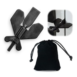 1pcs Portable Door Stopper and 1pcs Black Storage Bag, Stainless Steel Travel Lock, Anti-Theft, No Drilling Needed, Safety Privacy Lock, Suitable for Hotel, Home Door Lock (Black)