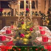 BETESSIN 150 x 180 cm Christmas Tablecloth Red / White