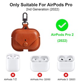 Gipoowaa Leather Case, Compatible with AirPods, Case with Clip, Front LED Visible and Support Wireless Charging (1)