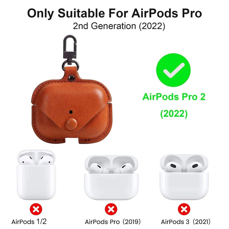 Gipoowaa Leather Case, Compatible with AirPods, Case with Clip, Front