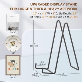 Large Plate Holder Display Stand - 10 inch Tall Plate Stands for Display - Metal Picture Frame Stand - Big Tabletop Easel Stand for Decorative Plates | Platter | Book | Plaque | Tile - 2 Pack - Black