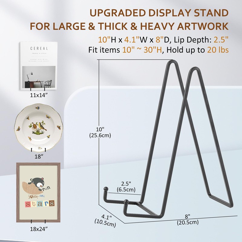 Large Plate Holder Display Stand - 10 inch Tall Plate
