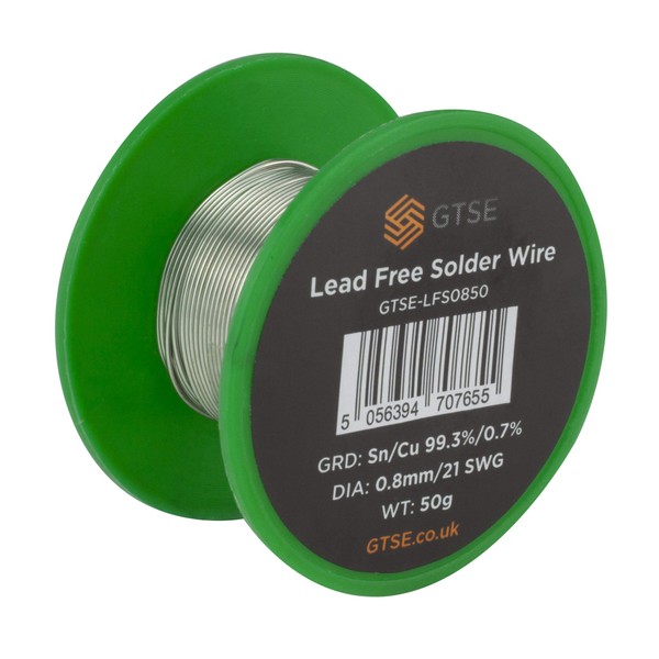 GTSE Solder Wire 0.8mm, Lead Free Sn99.3 Cu0.7, Rosin Flux