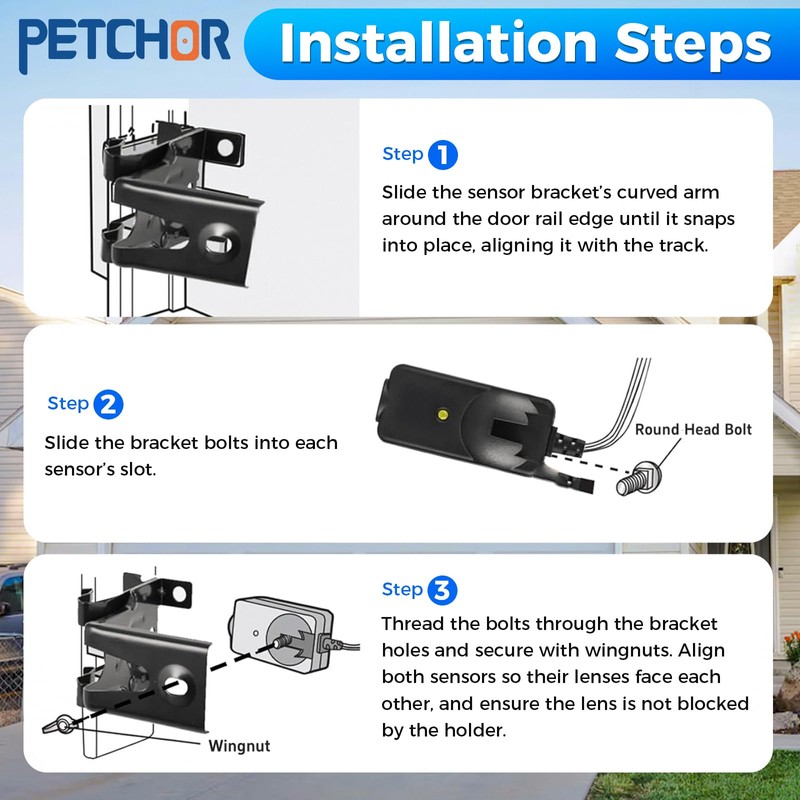 PETCHOR 41A5034 Garage Door Safety Sensor with Brackets, Garage Door