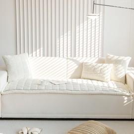 YHUKB Couch Cover for Dogs Washable, Sectional Couch Covers for Sofa Pet, Couch Covers for 2 Cushion Couch Sofa, Non Slip Sofa Cover (White, 70 x 150cm)