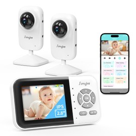 Simyke 2Cameras Video Baby Monitor,Two Mode,2.8'' IPS Display Screen,Night Vision,2-Way Talk,1200ft Long Range,VOX,Lullaby,Free Smart Phone App, Works with iOS, Android,Ideal for Baby/Elderly/Pet