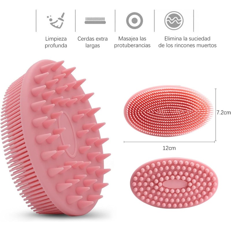 Cepillo Corporal de Silicona y Estropajo Exfoliante Rosa (Set de